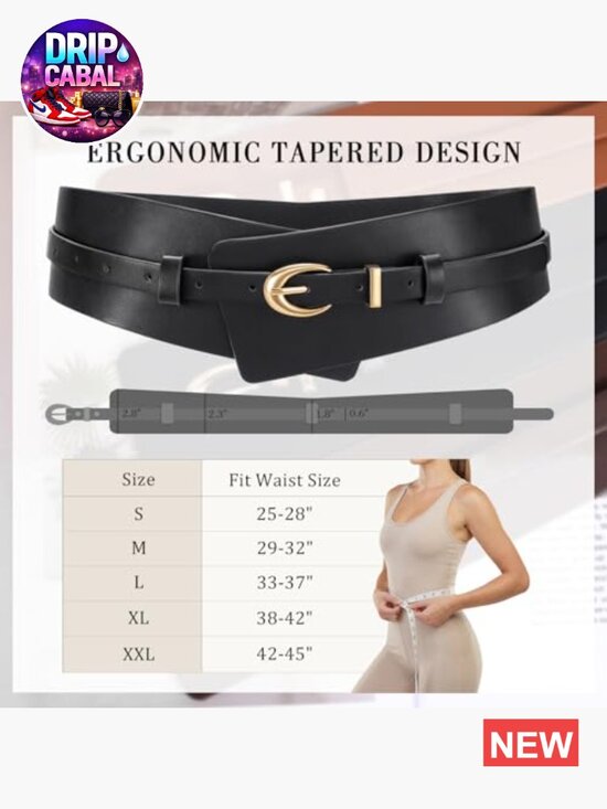 2-in-1 PU Leather Wide Belt with Skinny Belt for Dresses main image 4